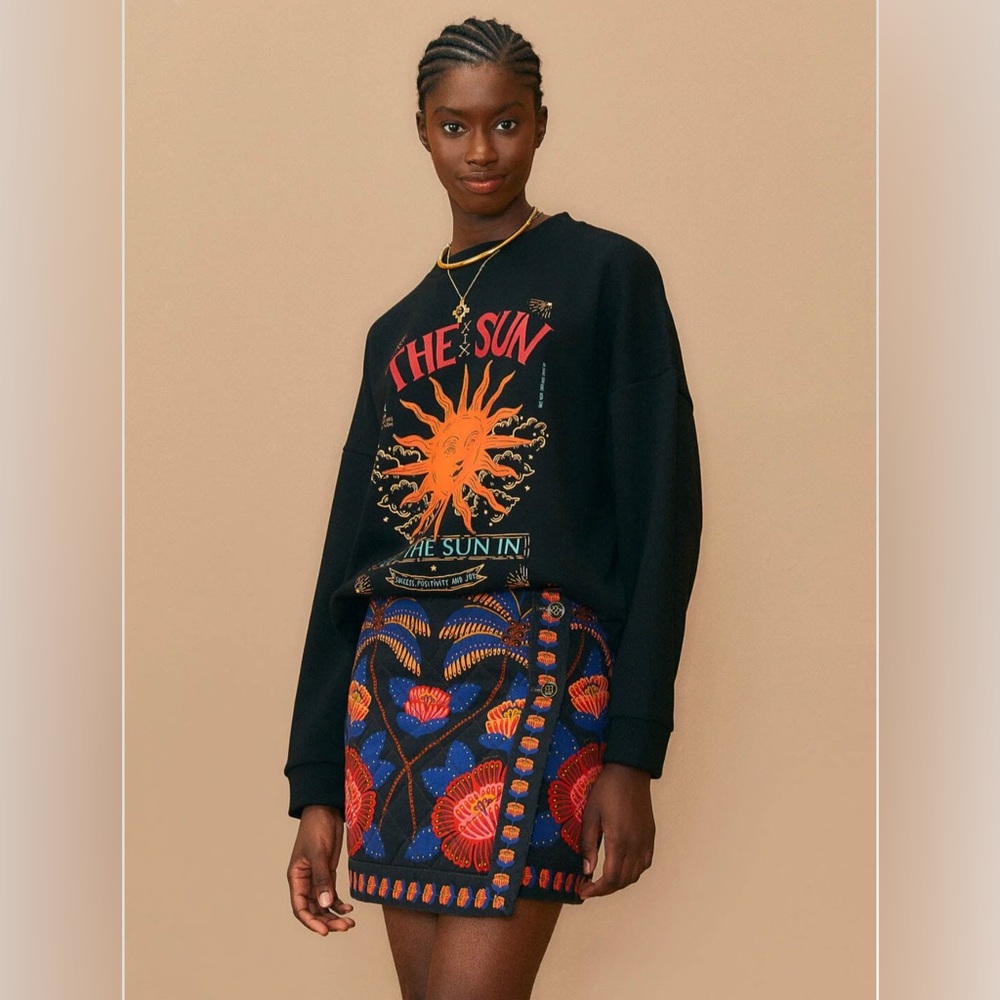 FARM Rio Colorful Embroidered Mini Skirt